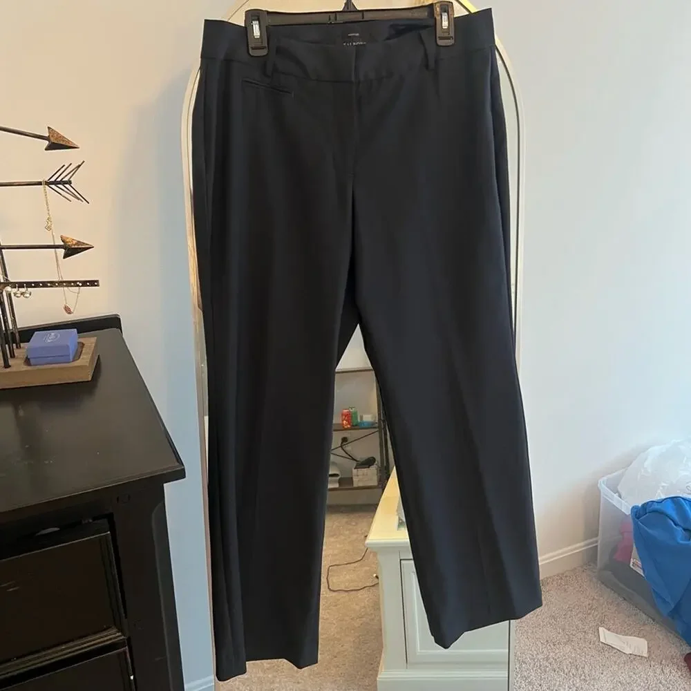 Talbots Women 14P Petite Wool Blend Wide Leg Career Navy Heritage Dress Pants - Picture 3 of 14